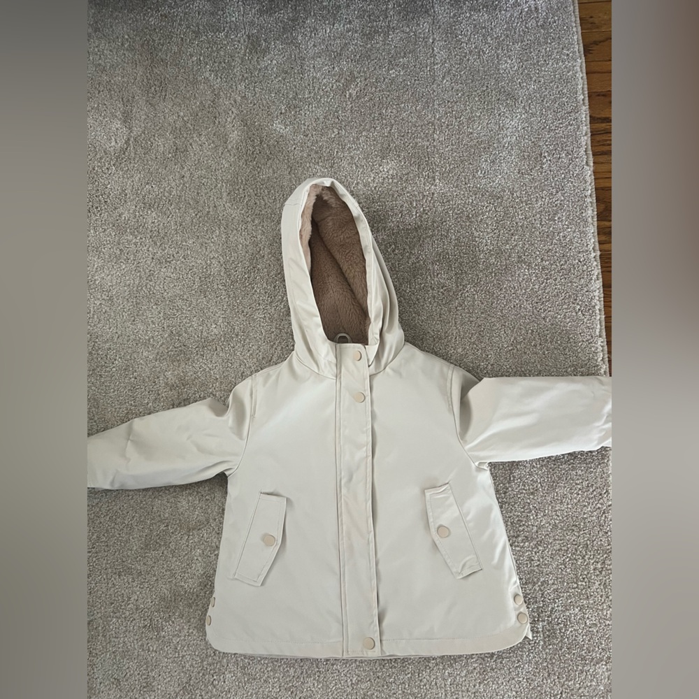 Zara fleece line rubberized rain coat
